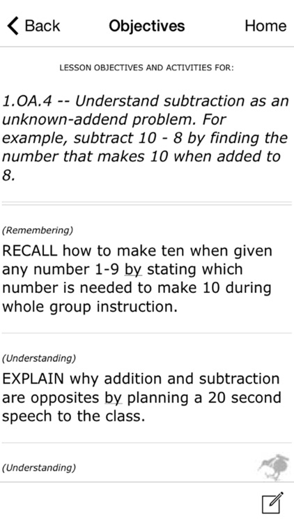 1st Grade Math Objectives