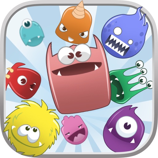 Cute Monster Heroes Match Threes Puzzle Game Icon
