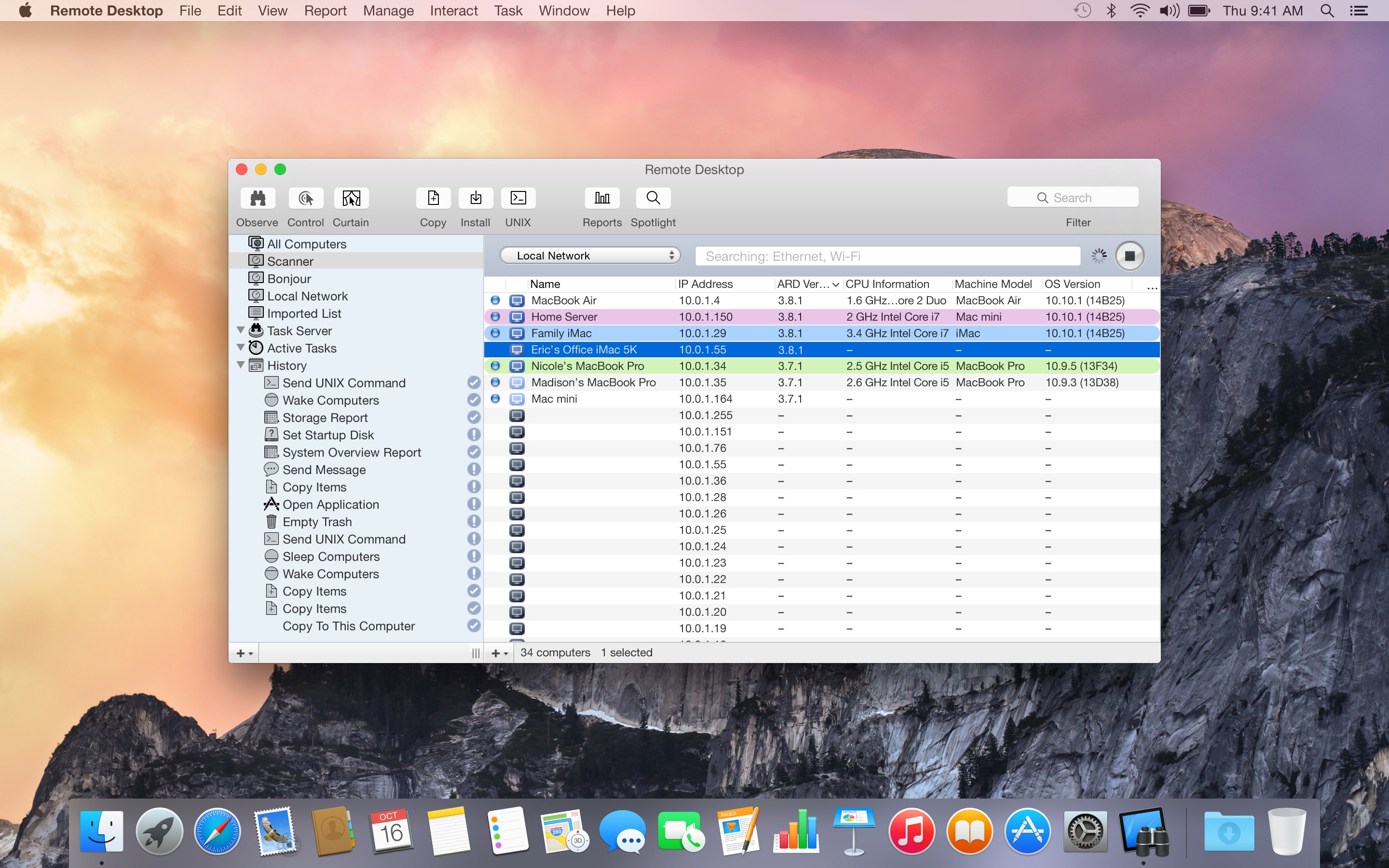 Screenshot do app Apple Remote Desktop