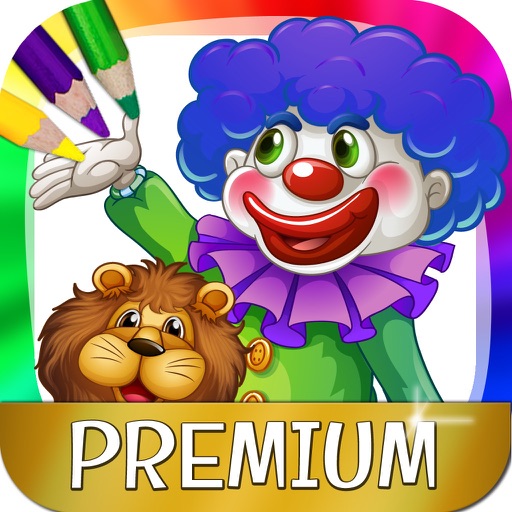 Gran circo y payasos - dibujos para pintar  y libro para colorear - Premium icon