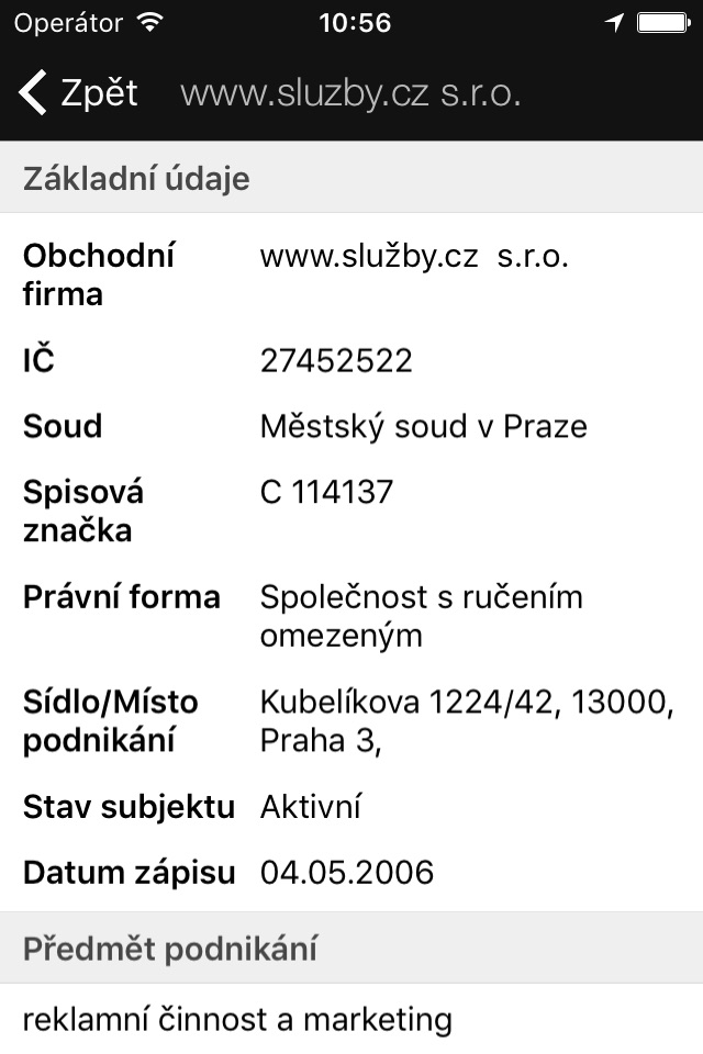 Obchodní, Insolvenční a DPH rejstřík s kontakty - sluzby.cz screenshot 4