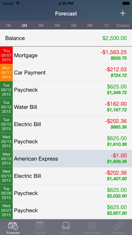 Cash Flow Cast - Personal finance expense tracker helping you manage your bills.