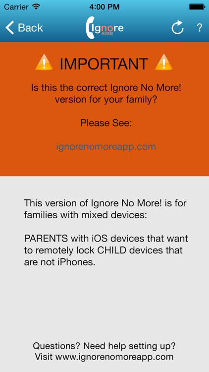 Ignore No More! - Parent App