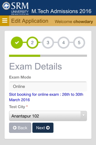 SRM MTech. 2016 Application screenshot 4