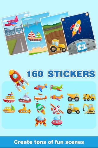 Design a Scene: Vehicles Free - Trucks and Things That Go Sticker Pad for Kids screenshot 3
