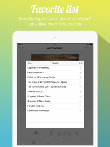 Easy Watermark for Photo Free - Insert text watermark on photos iPad Edition screenshot 4