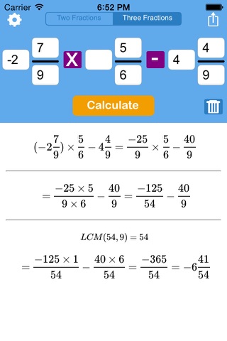Fraction calculator for arithmetic operations: addition, subtraction, multiplication, and division screenshot 2