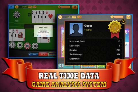 Blackjack 21 Red - Train Your Casino Game and Blackjack Skill for FREE ! screenshot 3