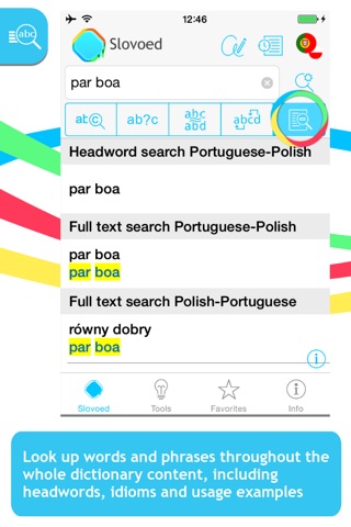Portuguese <-> Polish Slovoed Compact dictionary screenshot 2