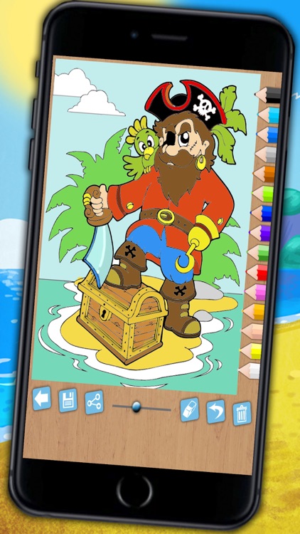 Paint and color pirates - Educational pirates coloring game for kids aged 1 to 6 years