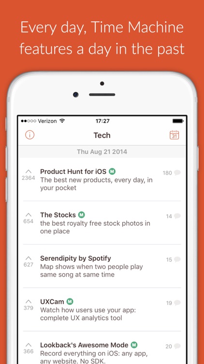 Time Machine - re-discover the best new products from Product Hunt