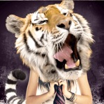 Животное лицо - камера - редактор фото мошенники плохие парни восемьдесят бесплатно - Смешные фотомонтаж как Охос-де-Salvaje тигр кошка Леон.