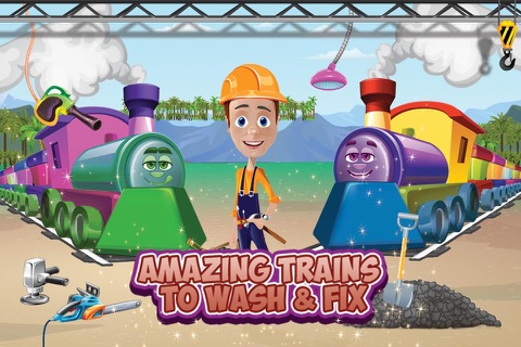 Kids train wash & repair – Fix locomotive in this mechanic garage game for kids screenshot 4