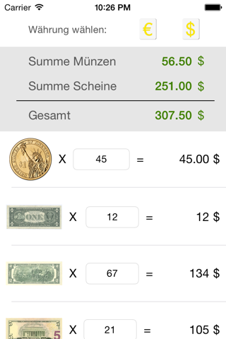 Money Counter (EUR, USD) screenshot 2