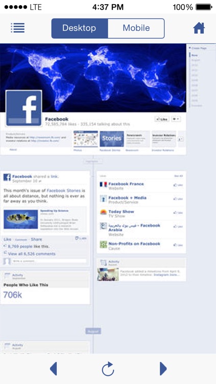 Desktop Browser for the Social Network