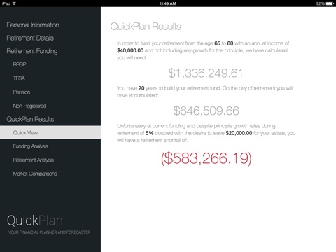 QuickPlan - Retirement Planning Calculator, Financial Forecasting and Retirement Readiness Planner screenshot 4