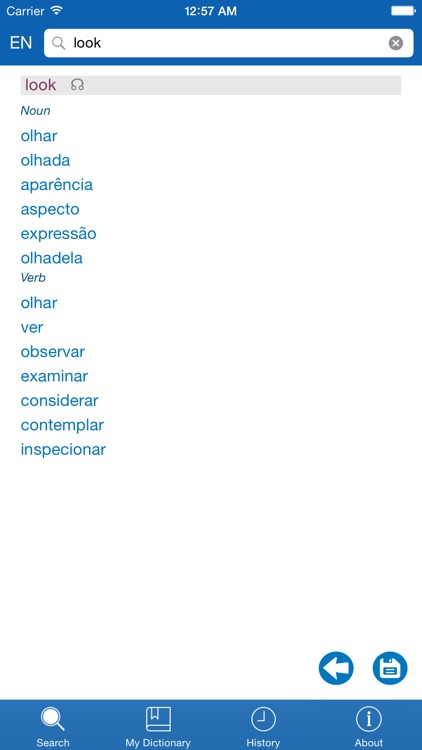 Portuguese <> English Dictionary + Vocabulary trainer
