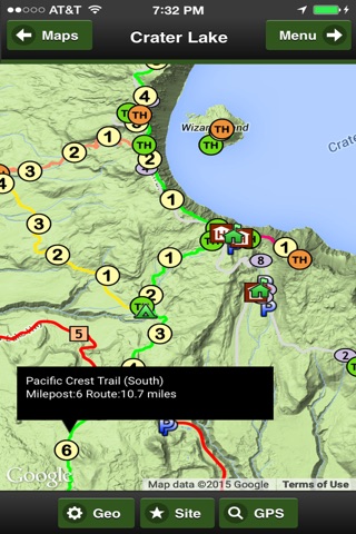 Crater Lake Trail Map Offline screenshot 2