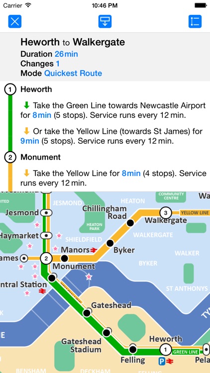 Tyne and Wear Metro - Map and route planner by Zuti