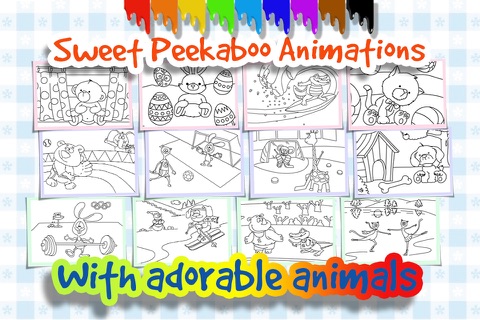 Animals Peekaboo Coloring Book - Cartoon Animation Painting Pages - Kids Drawing Games screenshot 4