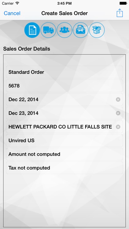 Unvired Sales for SAP