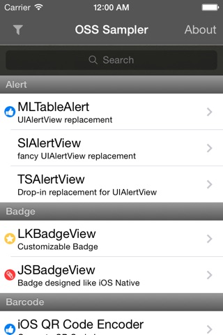 OSS Sampler - Demos of Open Source Libraries for iOS screenshot 3