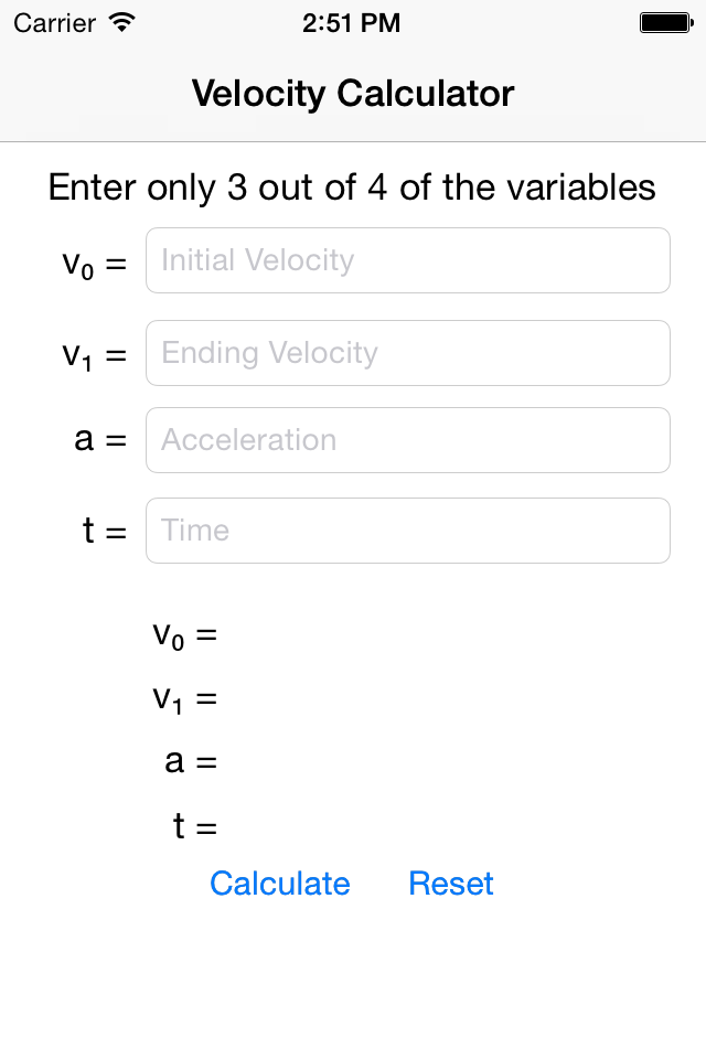 Velocity Calculator