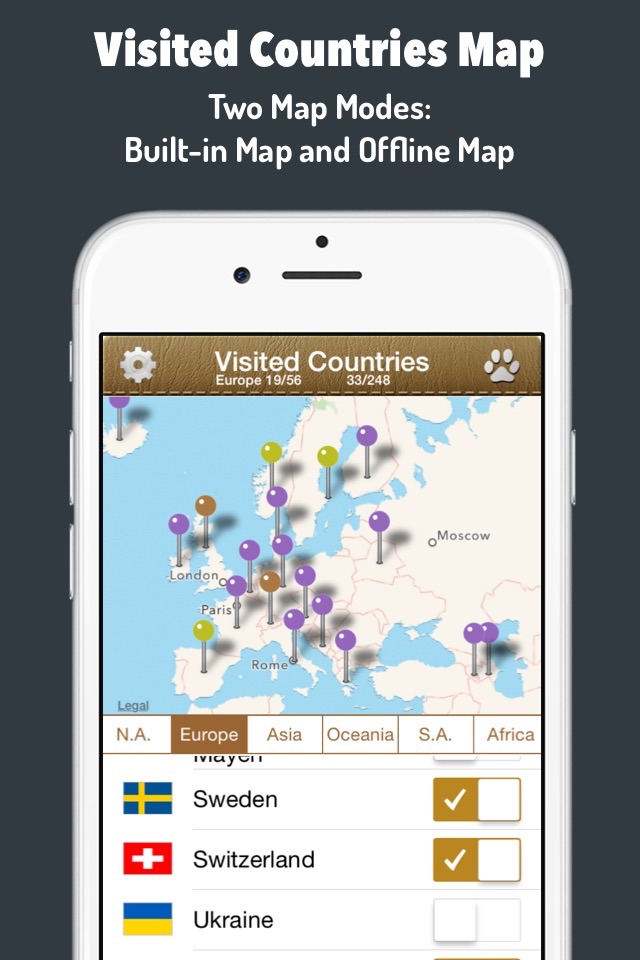 Visited Countries Map - World Travel Log for Marking Where You Have Been screenshot 2