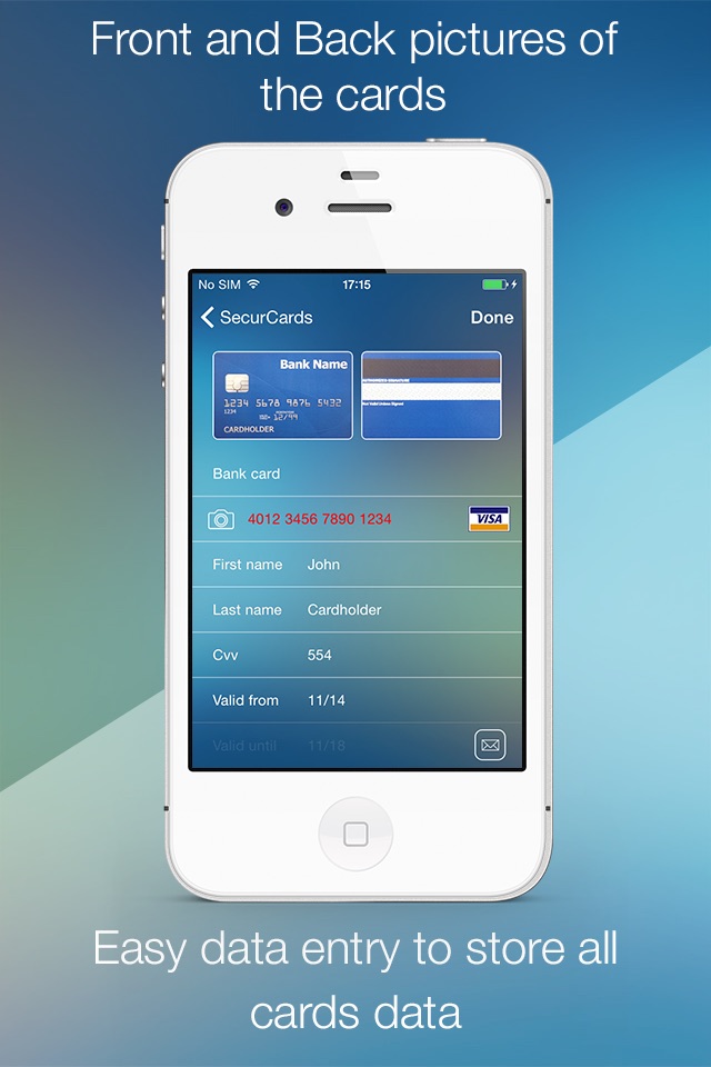 SecurCards: archive and encrypt credit cards and any other card screenshot 2