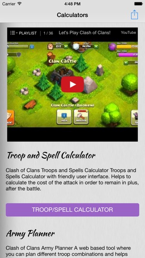 Calculators for Clash Of Clans - Video G