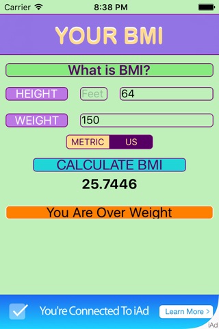 Your BMI screenshot 2