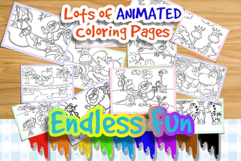 Safari Animals Coloring Book - Cartoon Animation Painting Pages - Kids Drawing Game screenshot 4