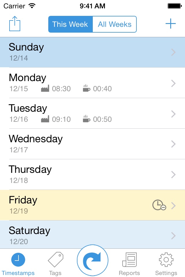 TimeStamps - Time Recording with Ease screenshot 2