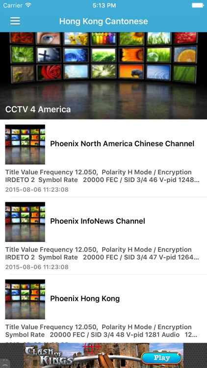 Hong Kong TV Channels Sat Info