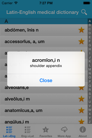 Latin medical terms dictionary screenshot 3