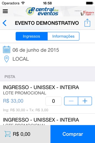 Central dos Eventos Mobile screenshot 2