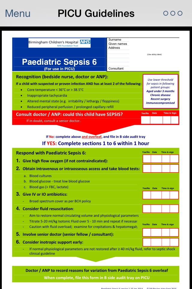 PICU Guidelines screenshot 2