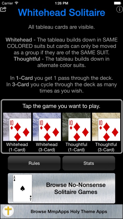 How to play Whitehead solitaire