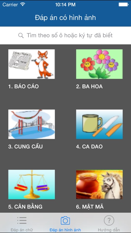 Đáp án game bắt chữ