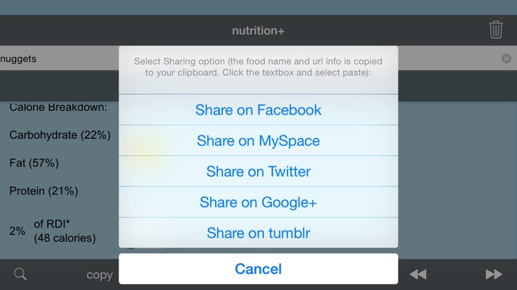 nutrition+: Food & Calorie Information and Nutritional Content screenshot-3