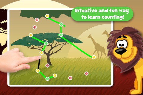 Kids Puzzle Teach me Tracing & Counting with Wild Animals Cartoon: Draw your own giraffe, zebra, hippo and lion and learn all about the safari screenshot 2