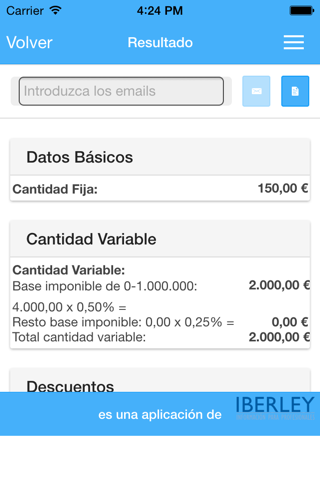 Calculo de tasas judiciales screenshot 2