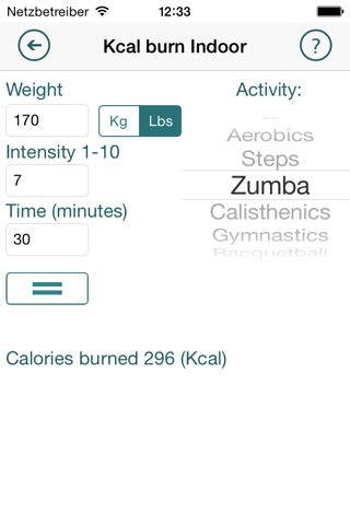 FitCalc - complete fitness calculator for exercising, dieting and weight control screenshot 3