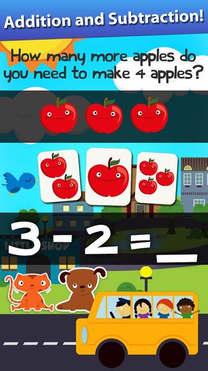 Animal Math Games for Kids in Pre-K, Kindergarten and 1st Grade Learning Numbers, Counting, Addition and Subtraction Premium
