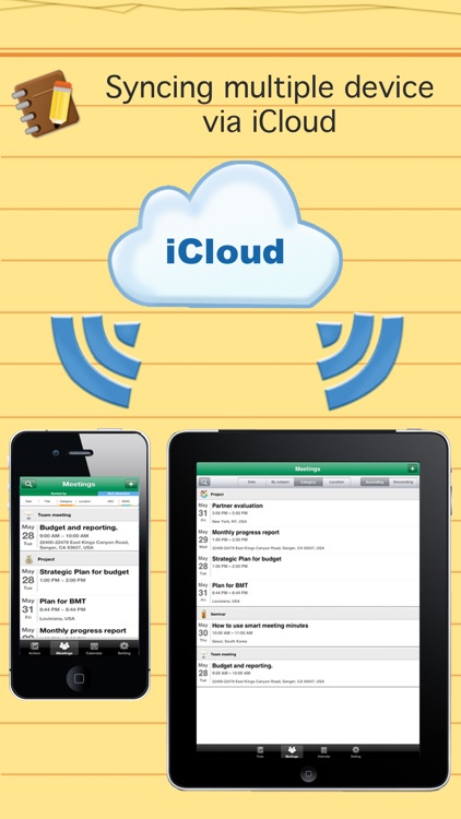 Smart meeting minutes multi sync - Schedule & action item check list