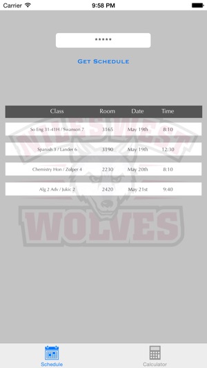 Niles West Final Schedule