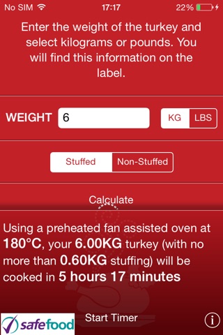 safefood Turkey Calculator screenshot 2