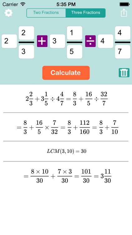 adding subtracting fractions calculator