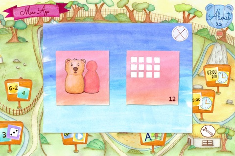 Bear´s Pairs: Practice multiplication, summation, time telling and clock reading screenshot 2
