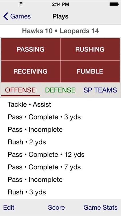 Stat Tap Football